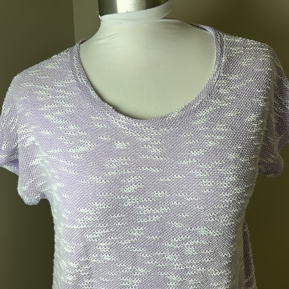 STYLE & CO Light Purple and White Short Sleeve Chiffon Layer Top Size Medium - Picture 2 of 7